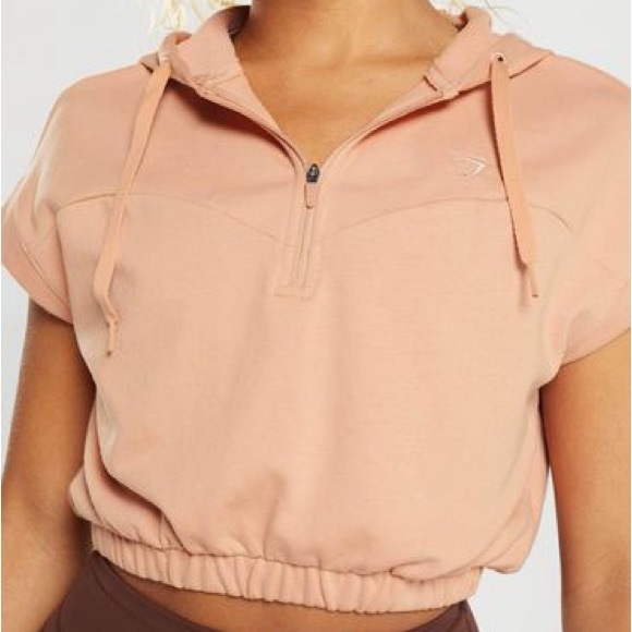 Gymshark x Whitney Cropped Sleeveless Hoodie - Sunset Beige - Picture 2 of 3